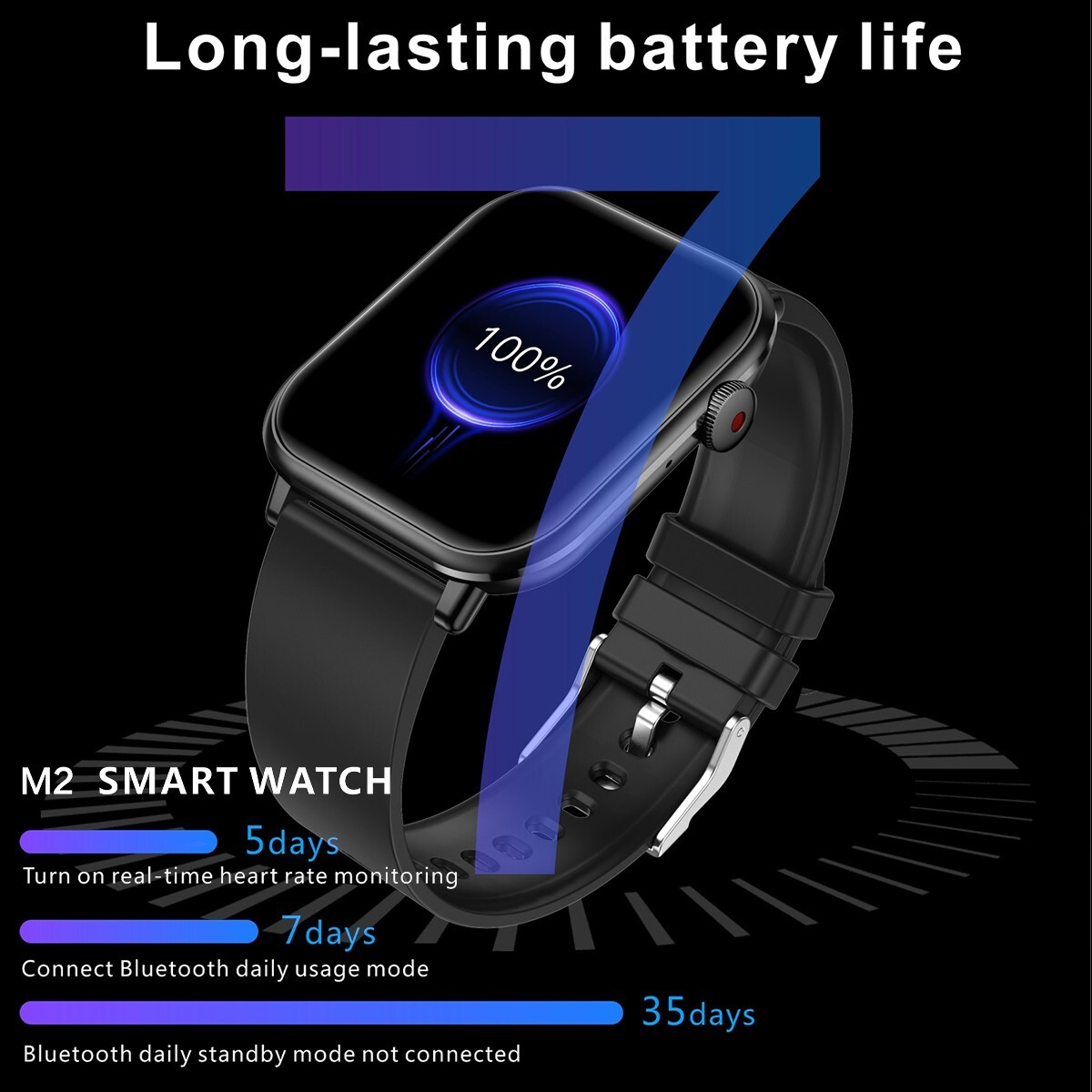 Smart Watch Bluetooth Call Heart Rate BP Monitor Waterproof Watch♬