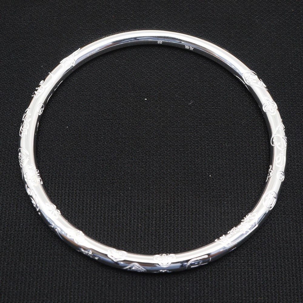 Pure S999 Fine Silver 999 Bangle Women Men Carved Safe Bracelet 29-30g ID:58mm