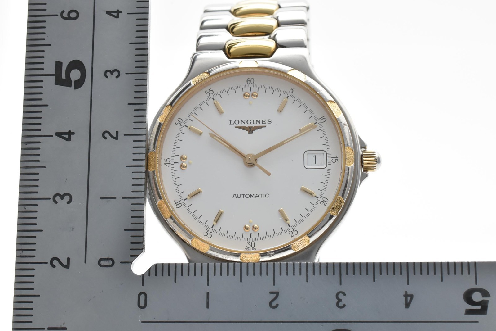 [N MINT] LONGINES Conquest L1.620.3 White Dial Silver Gold Automatic Men’s Watch