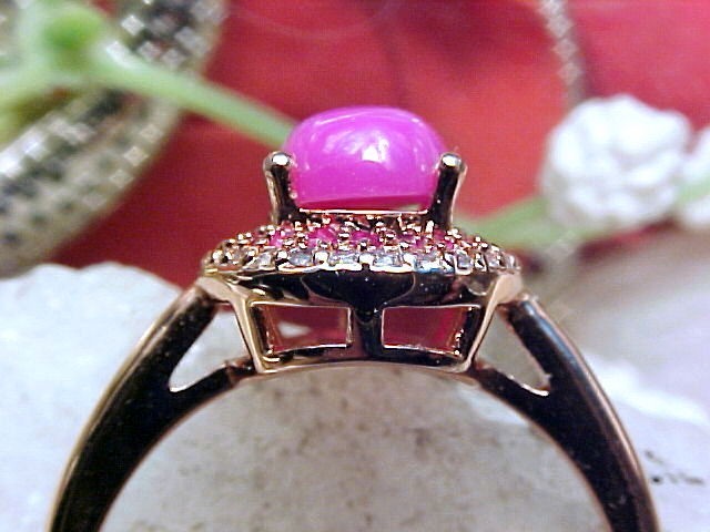 Genuine Pink Star Sapphire Ring 8x6mm & Pink Topaz 925 + Rose Gold Finish Sz 10
