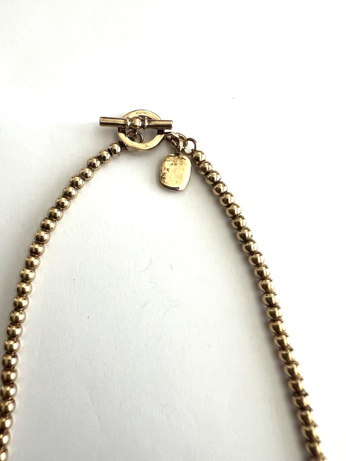 PREOWNED Vintage Polo Lauren Ralph Gold-Tone Logo Beaded Collar Necklace