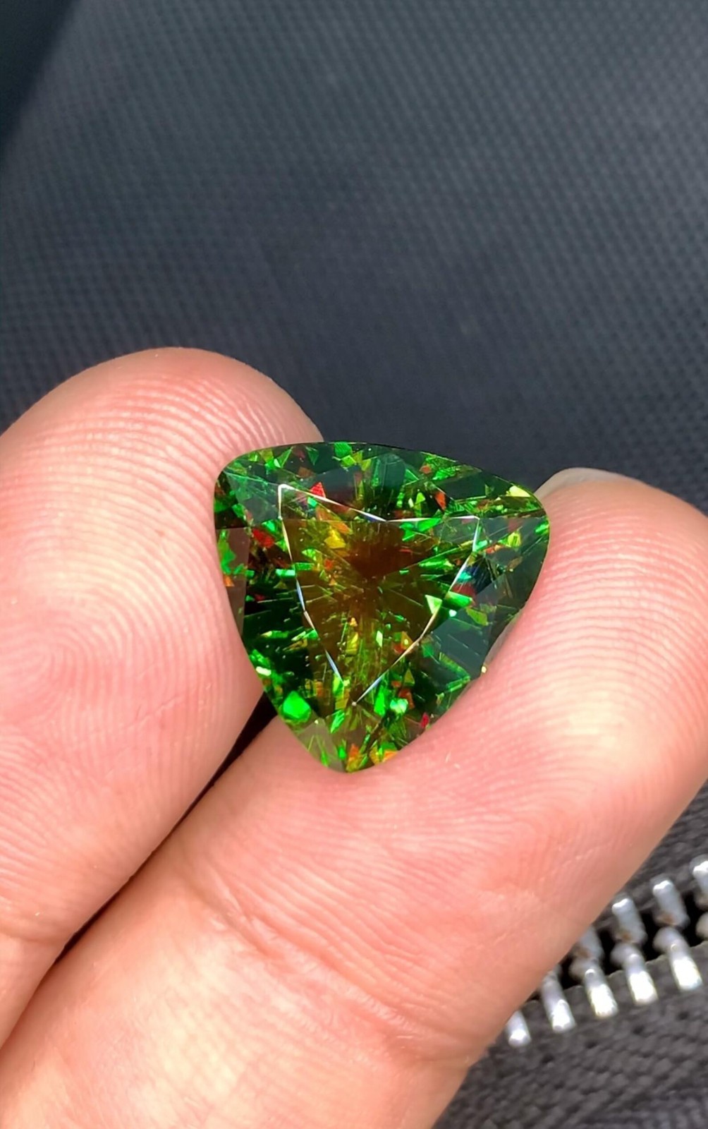 Natural 5.06 Ct Full Fire Sphene Titanite Trillion Cut Sparkling Pakistan Skardu