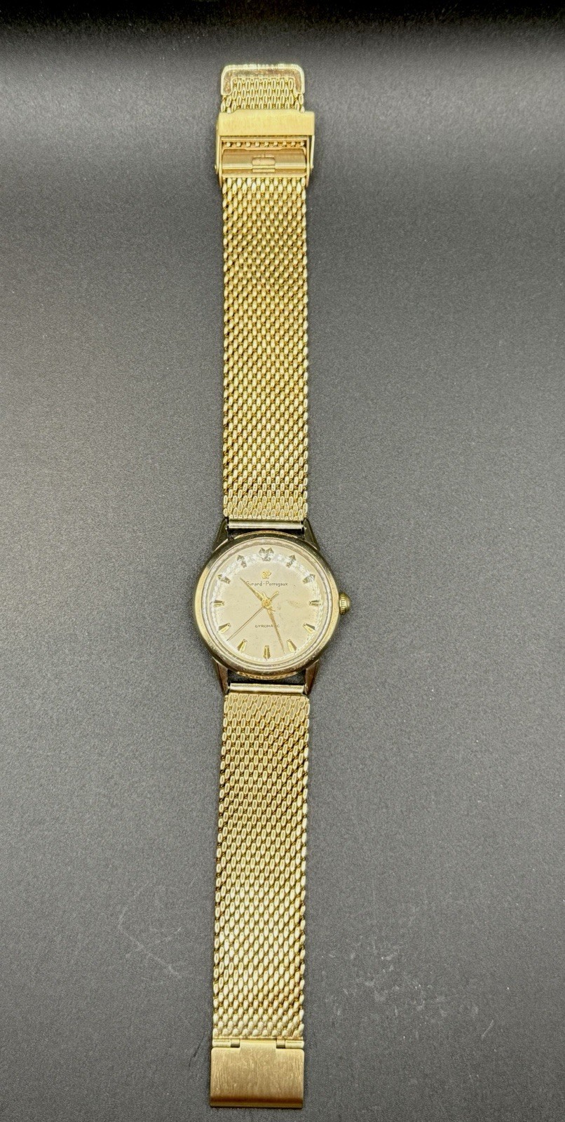 1960s Girard-Perregaux Gyromatic Automatic Swiss Watch Gold Mesh Bracelet