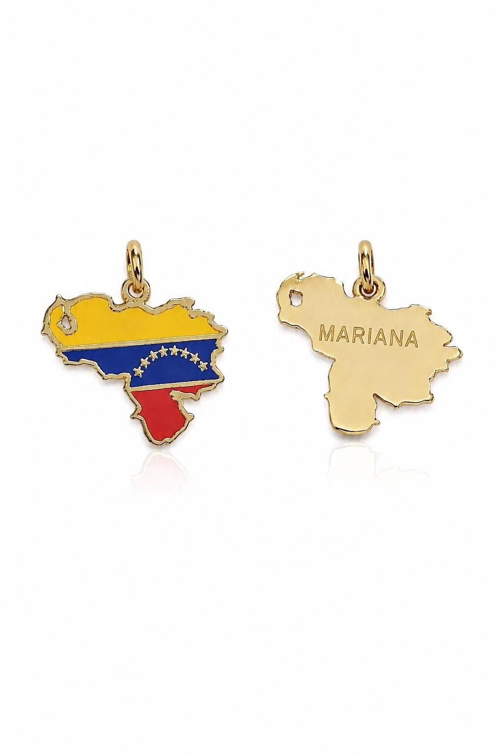 Venezuela Map Pendant Necklace 14k Solid Gold Plain or Enamel Charm