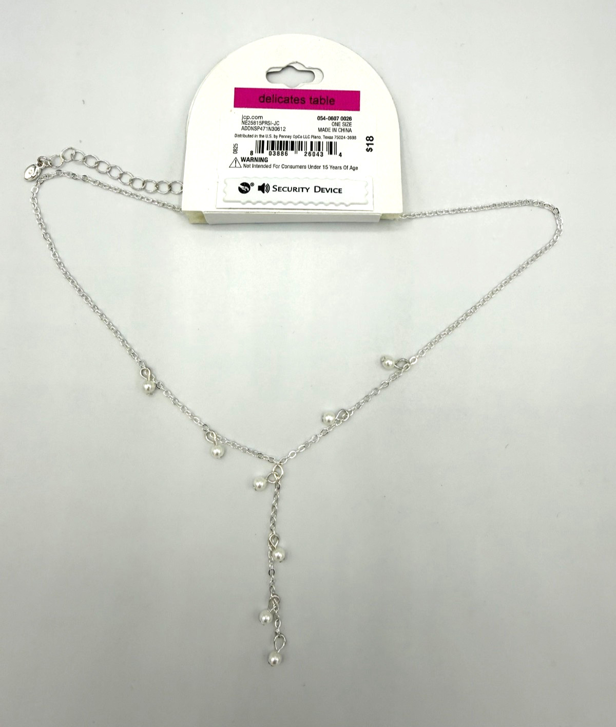 NEW JCPenney bijoux bar delicate drop chain silver necklace 16″ chain MSRP: $18
