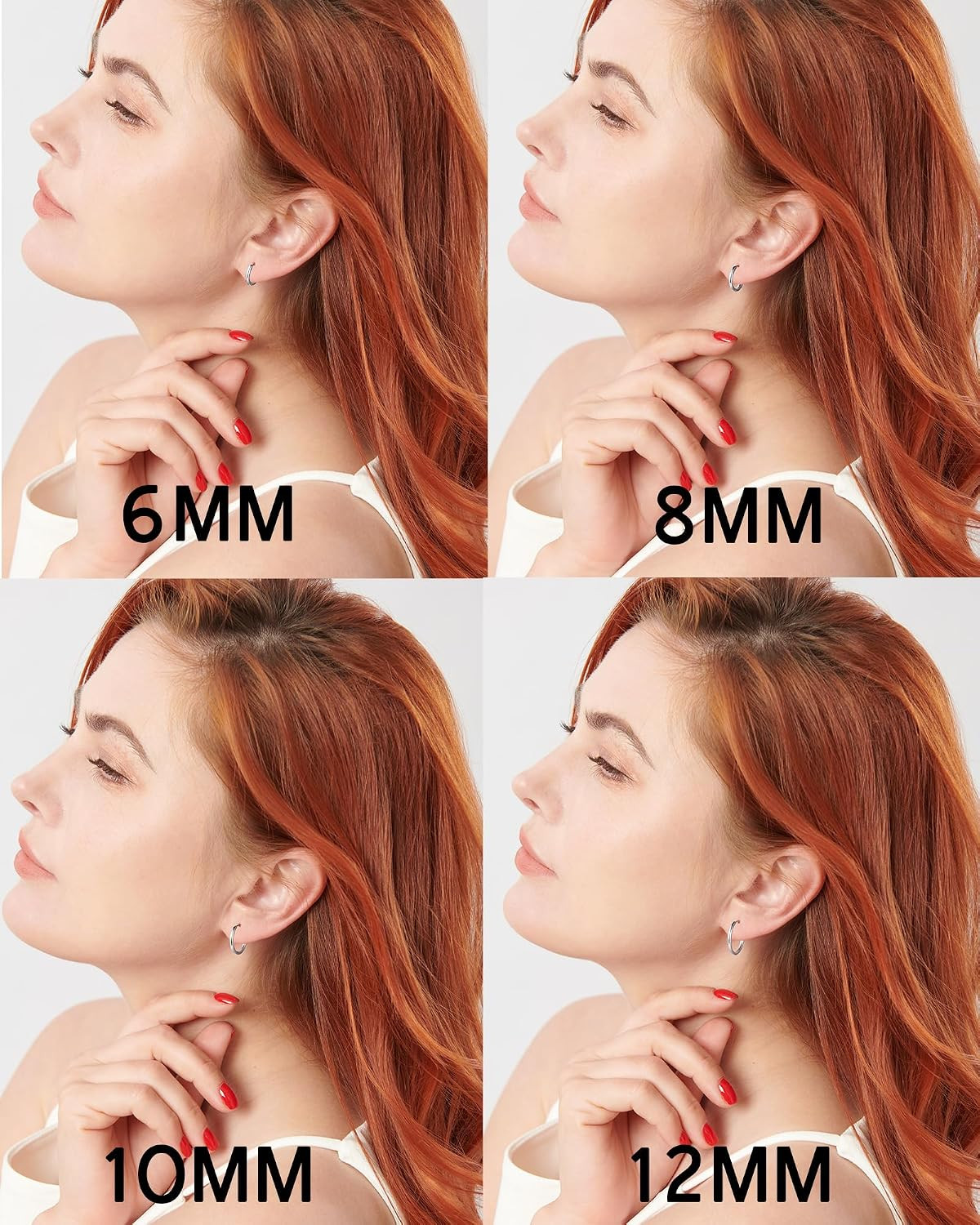 316L Surgical Stainless Steel Huggie Hoop Earrings 6Mm 8Mm 10Mm 11Mm 12Mm 14Mm H