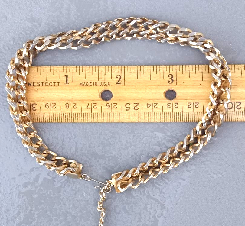 Vintage Gold Tone Curb Chain Necklace 15 3/8 in Layered Chain Choker