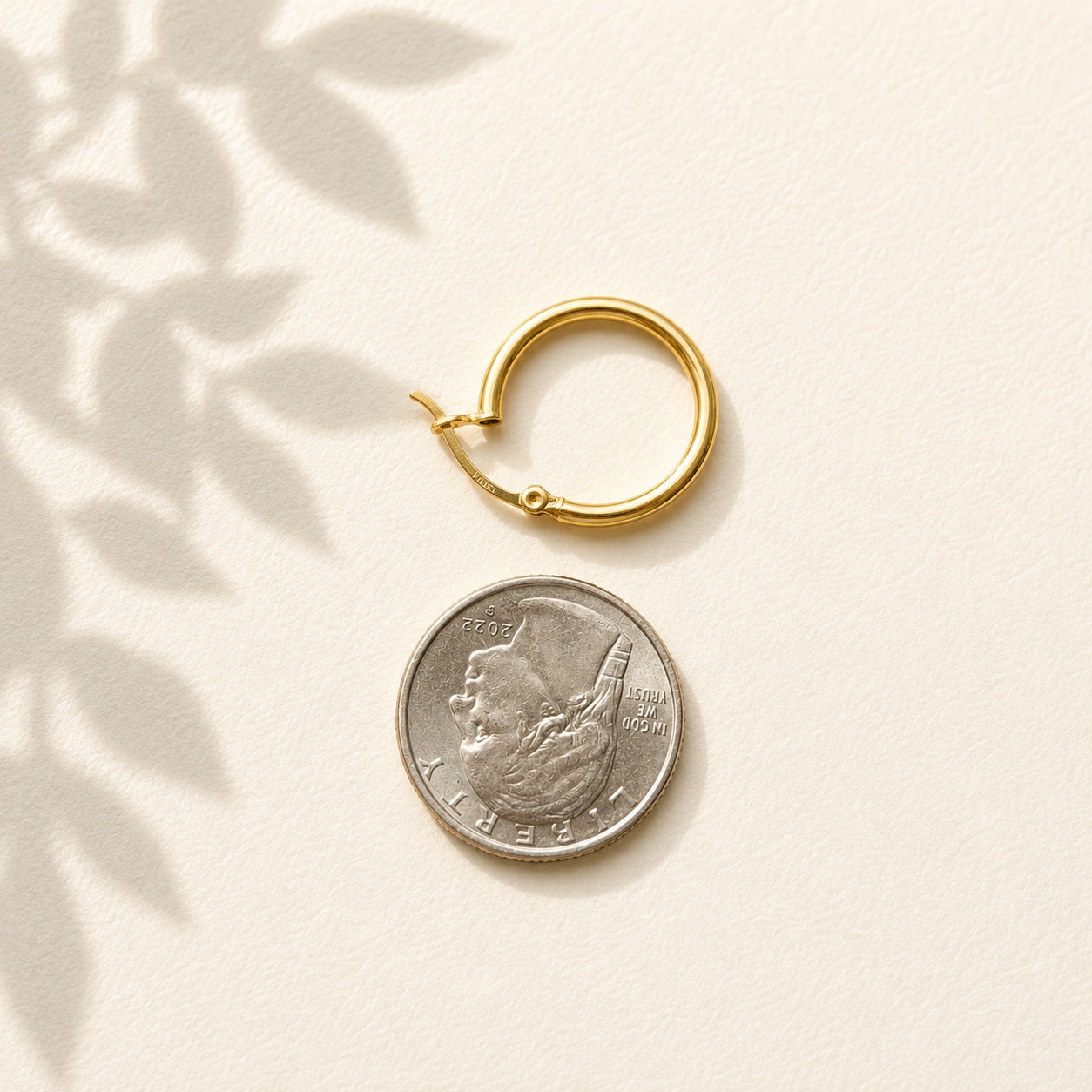 Real Solid 14K Yellow Gold Polished Round Tube Hoop Earrings Medium, Hinged