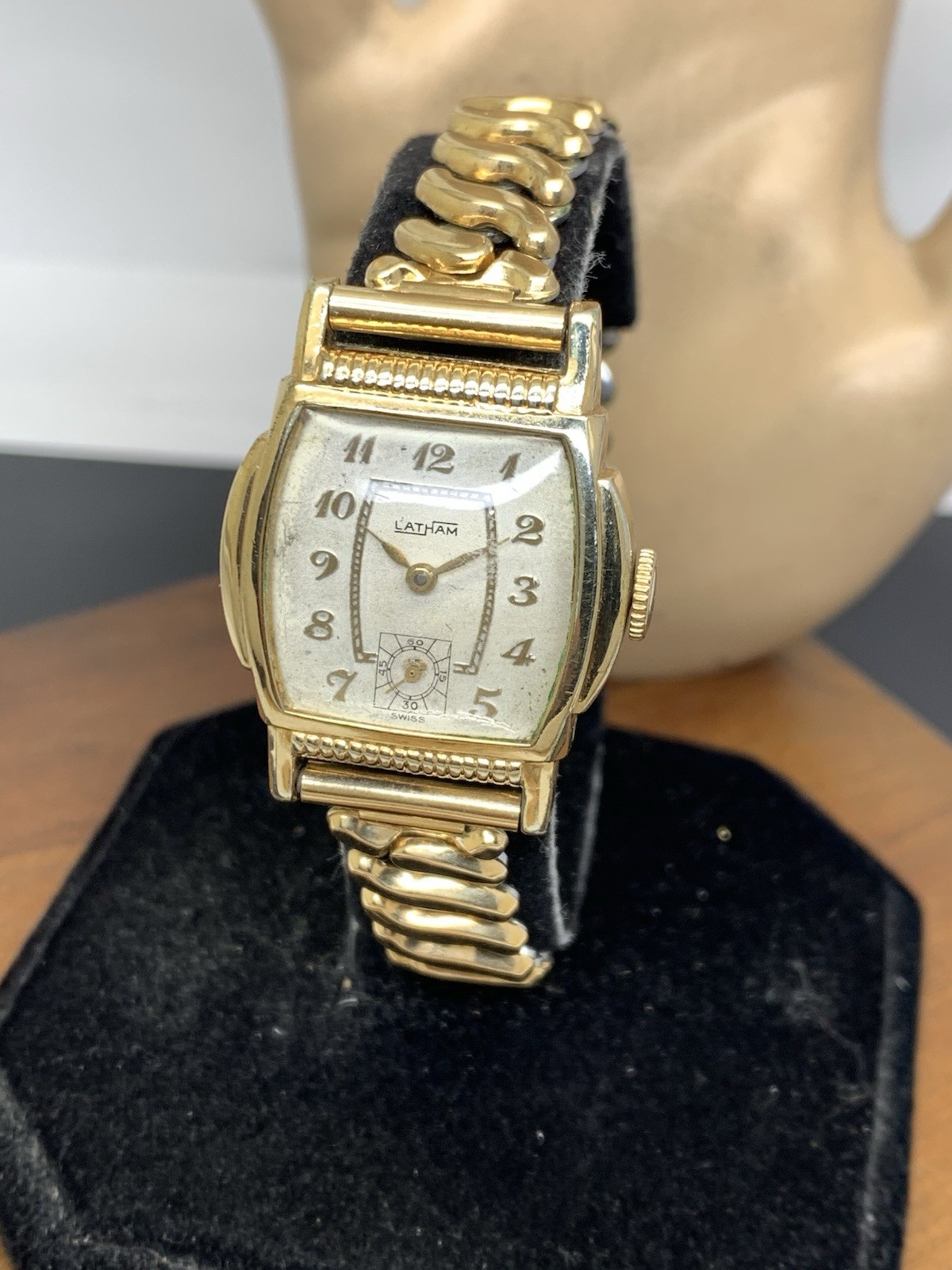 Latham Watch Art Deco Swiss Manual Silver Dial Gold Stainless Steel Tank 27mm