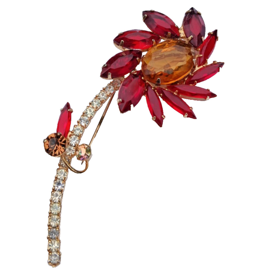 D&E Juliana Verfified Rhinestone flower brooch