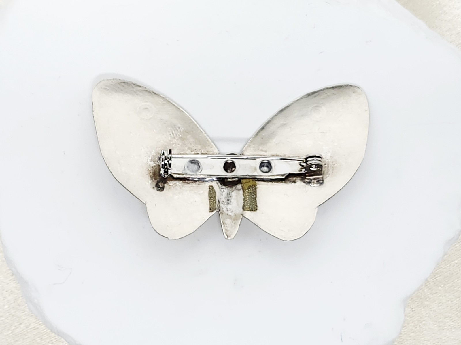 Vintage Nickel Silver Butterfly Brooch- 2 1/4″ W