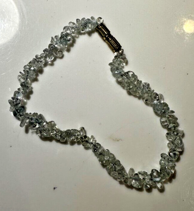 Vintage Pale Blue Topaz Stone Pebble Beads 7.5″ Bracelet DA5