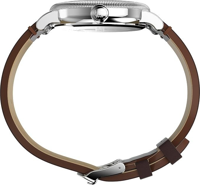 Timex Men’s Watch Waterbury Quartz Silver Dial Brown Leather Strap TW2W20300VQ