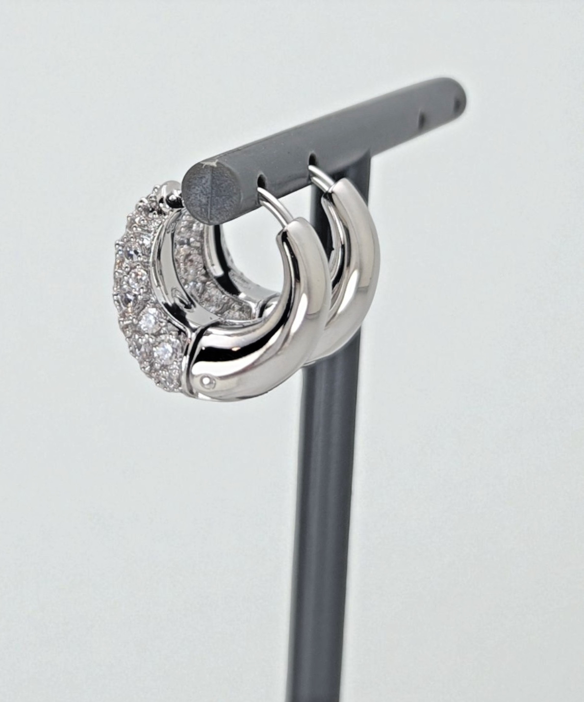 New 100% Authentic SWAROVSKI Rhodium White Pave Sublima Hoops Earrings 5732282