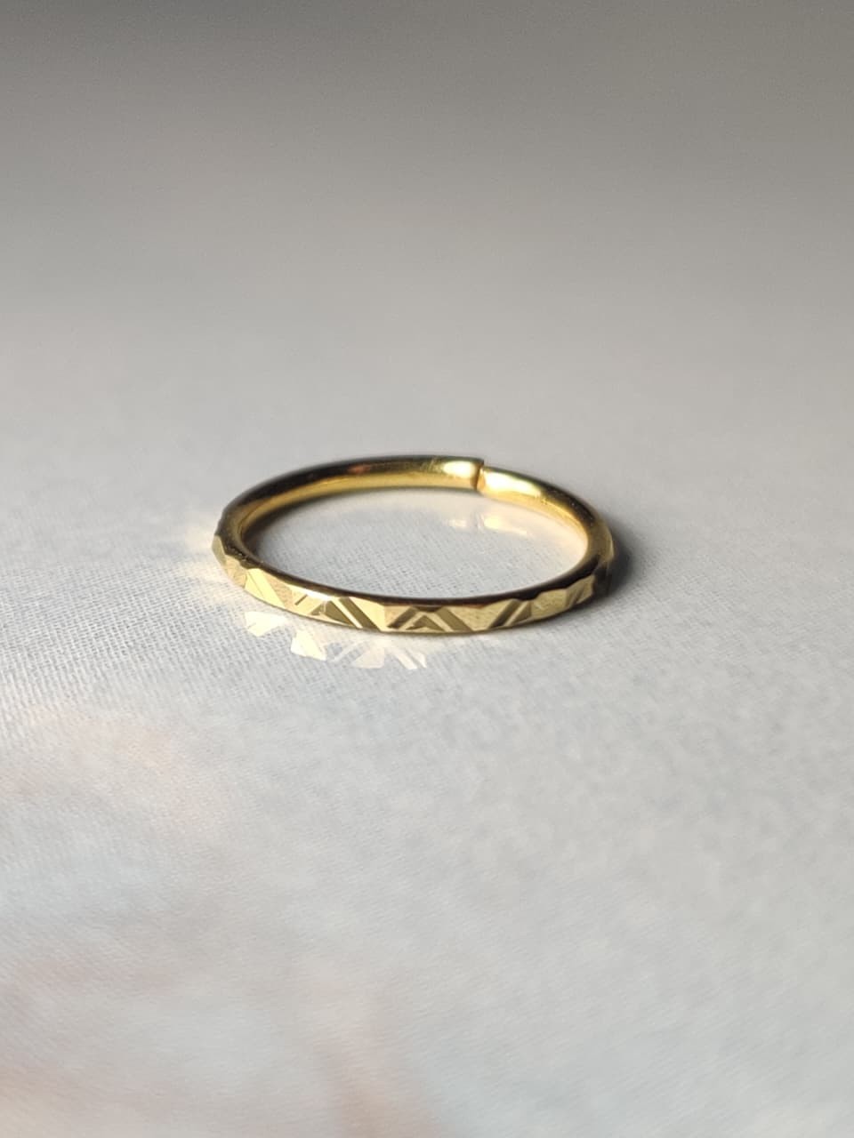 Gold Textured Nose Ring • Minimalist Hoop Nose Piercing • Lightweight Nose Ring