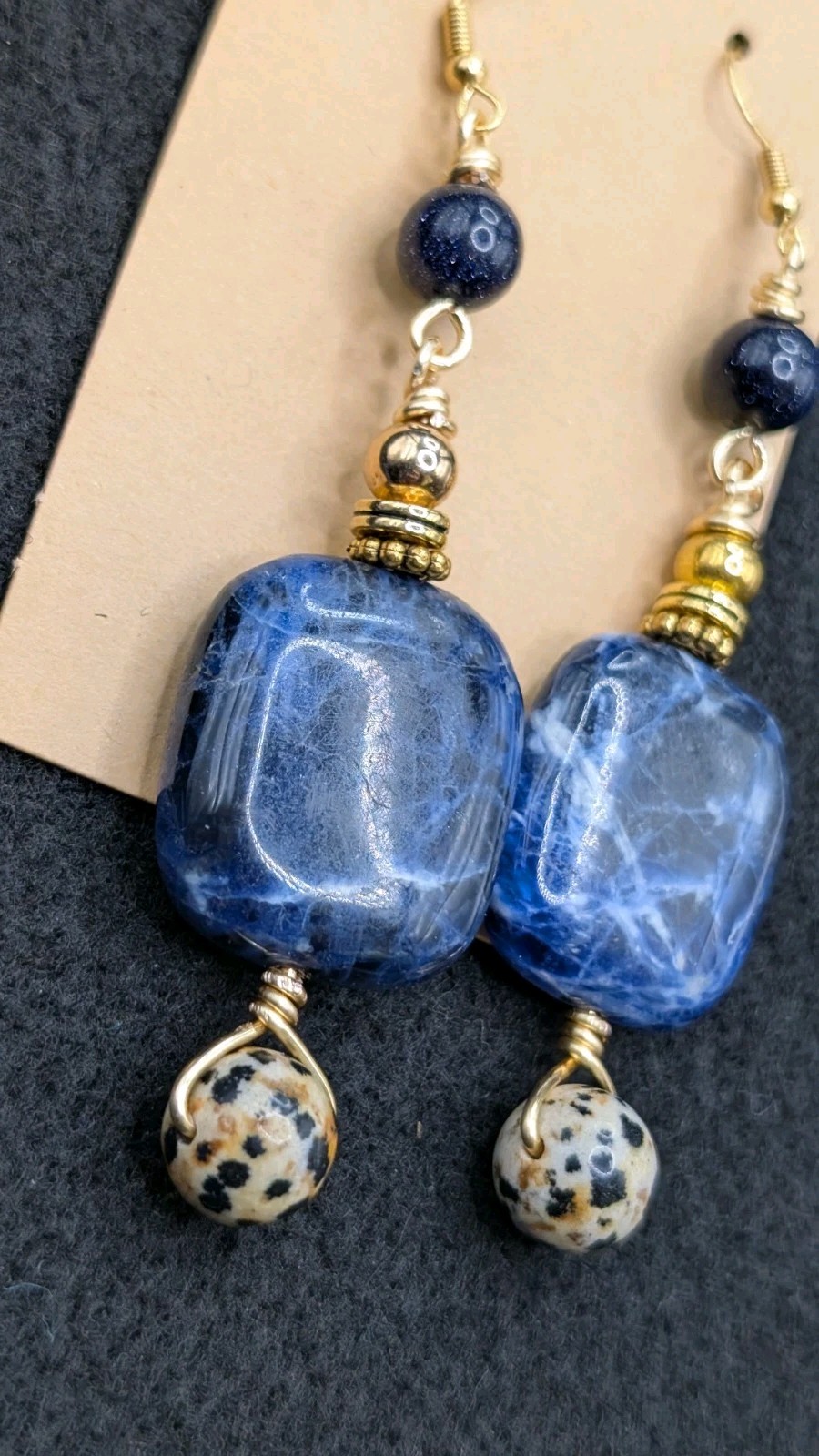 Women’s Artisan Stylish Boho Blue Beaded Drop Dangly Hook Earrings 💙🖤🩶🤍🤎