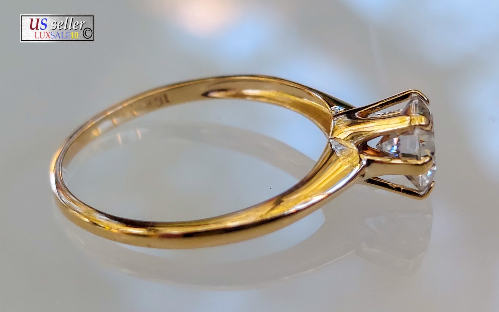 Engagement ring Size 8.25 10k gold ring, 1.0 carat certified. Solitaire ring