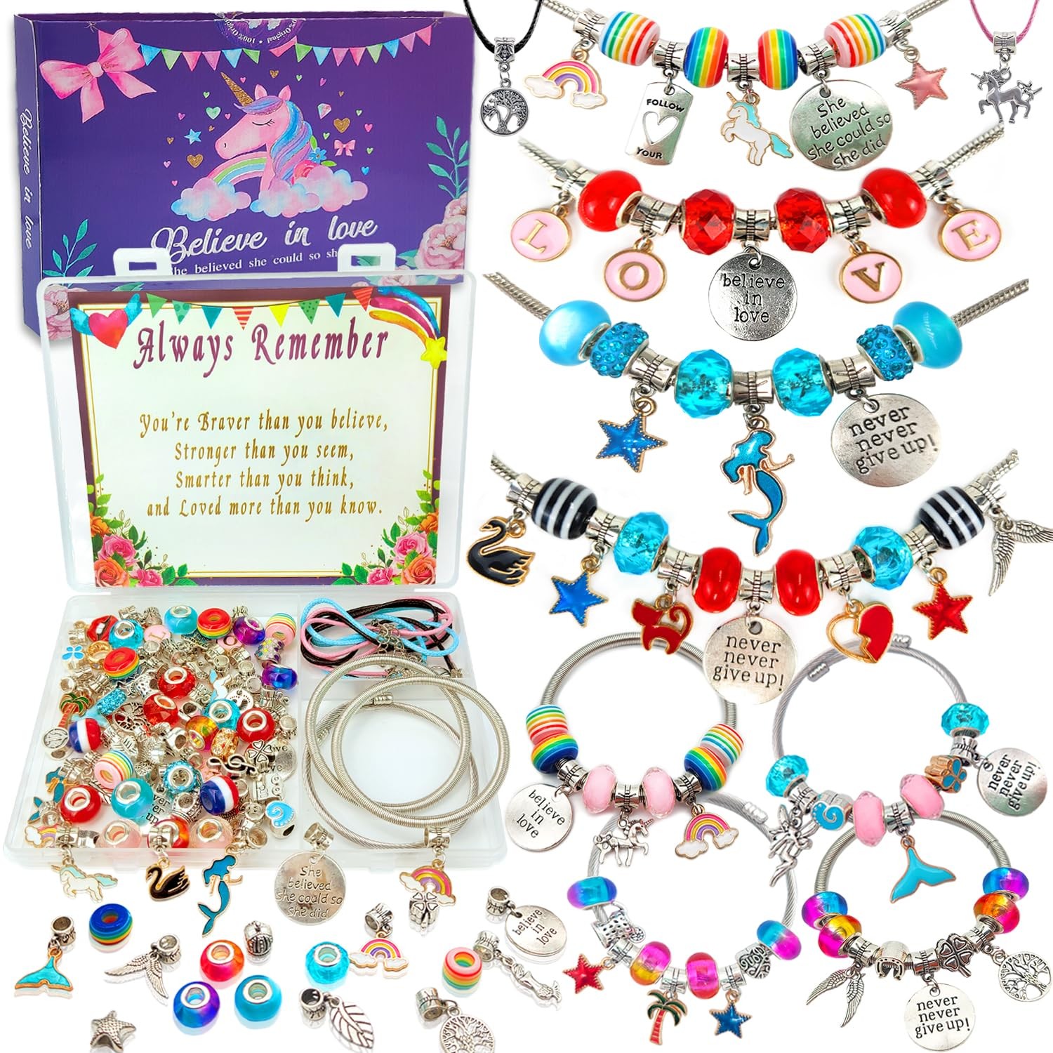 Charm Bracelet/Jewelry Making Kits for Kids Girls,Unicorn Birthday Gifts,Arts…