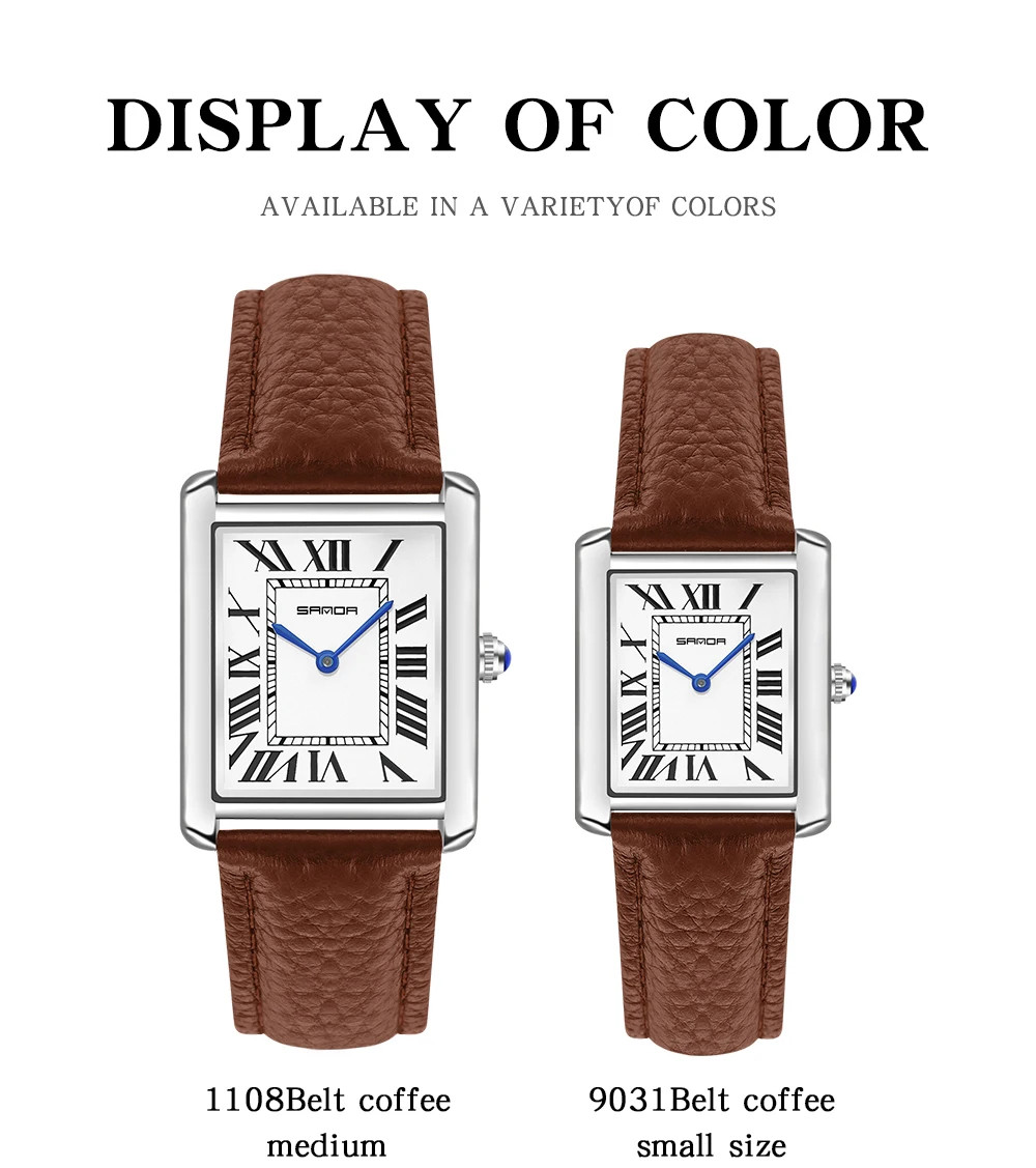 Fashion Roman Time scale 1108 Rectangular Couple Frank Watch Silver Luxur