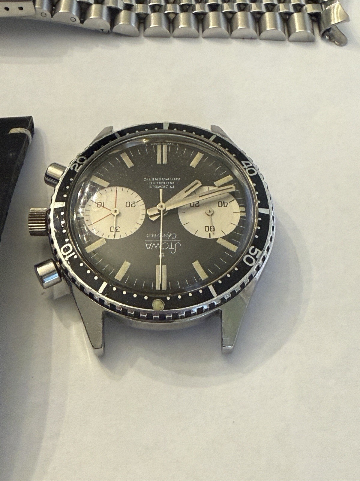 Vintage1968 Stowa Big Eye Chronograph Panda Valjoux 7733 Movement