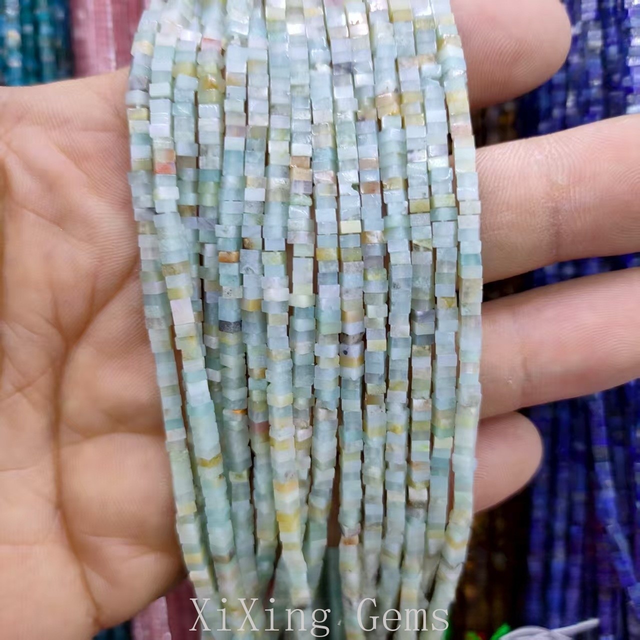 1x2mm Natural Amazonite Flat Square Disc Spacer Beads for Jewelry Making DIY