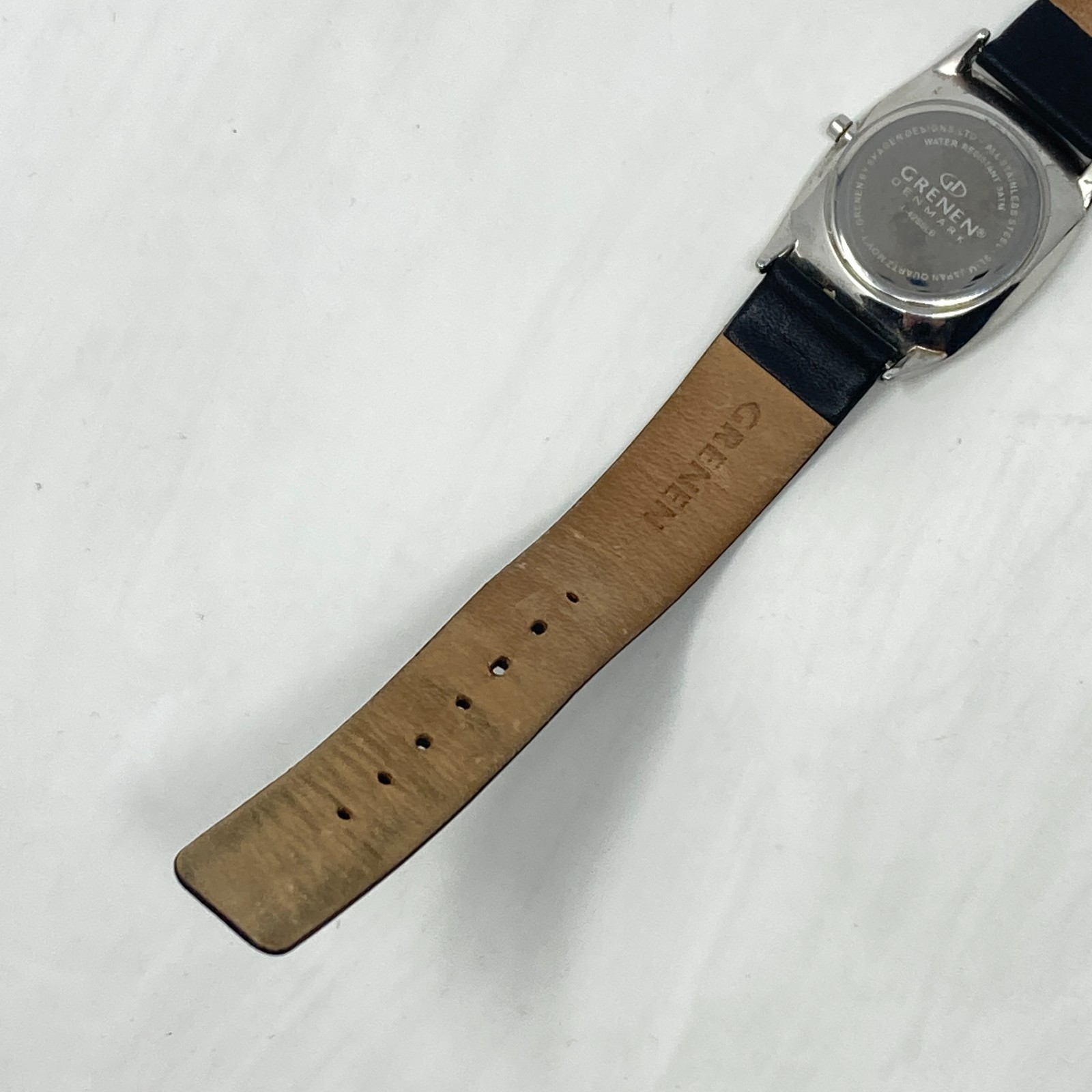 Skagen Grenen Watch Women 29mm Silver Tone Date Crystals Leather New Battery