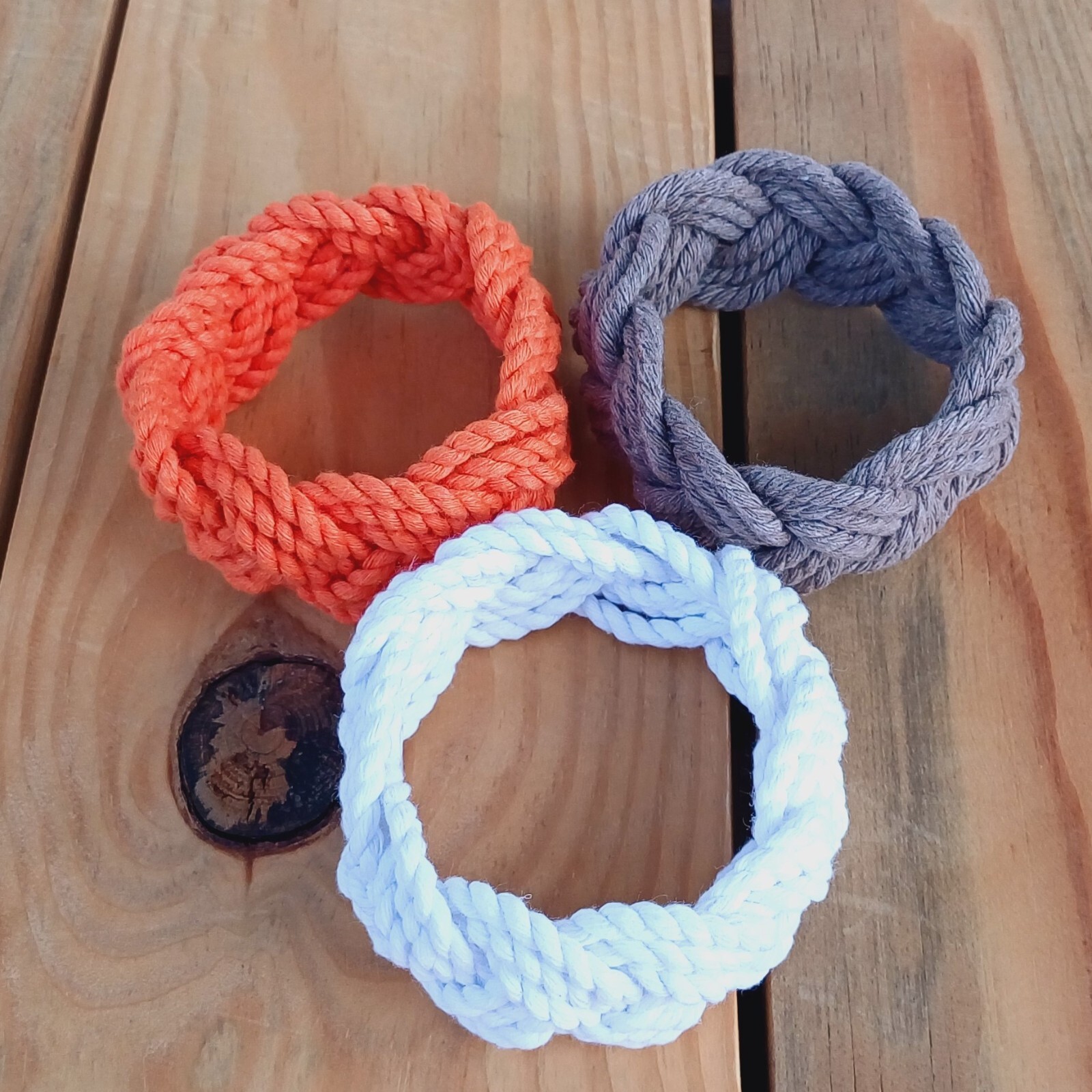 Sailor Knot Rope Bracelet Turks Head White Braided Nautical Beach Cord Bracelets
