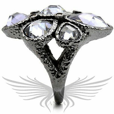 Brilliant Cubic Zircon CZ AAA Ruthenium Cocktail Fashion Ring 5 6 7 9 10 0W120