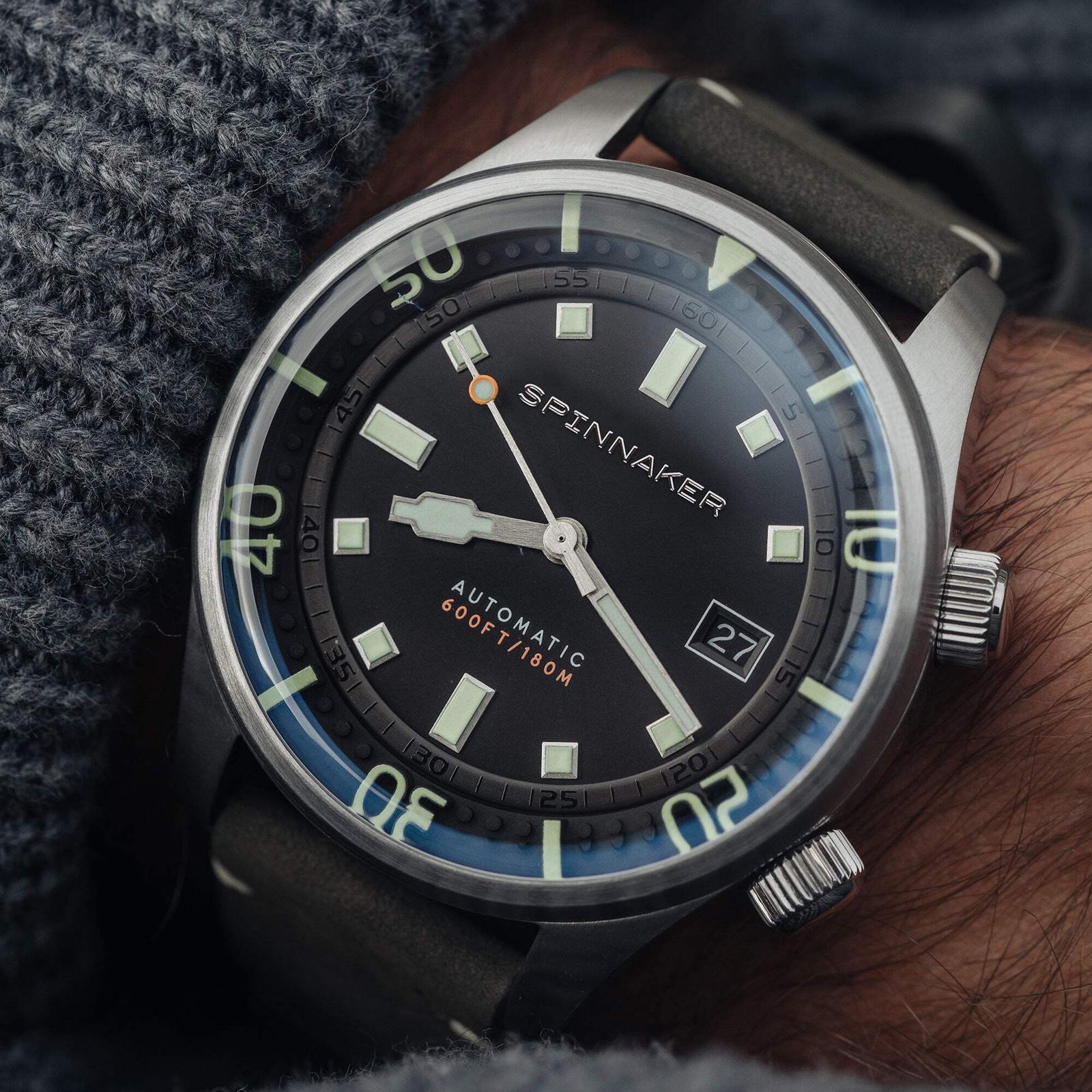 Spinnaker Bradner Black / Green / Leather | Black Dial 42mm Japanese Automatic W