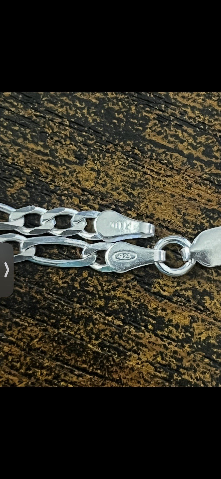 925 Sterling Silver Figaro Chain Bracelet 7 in Lobster Clasp Signed