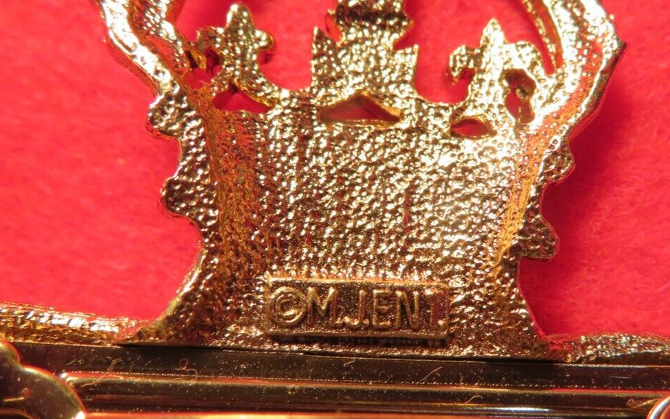 Vintage M.J.ENT Gold Tone Hair Clip Barrette Crown Eagle & Palms