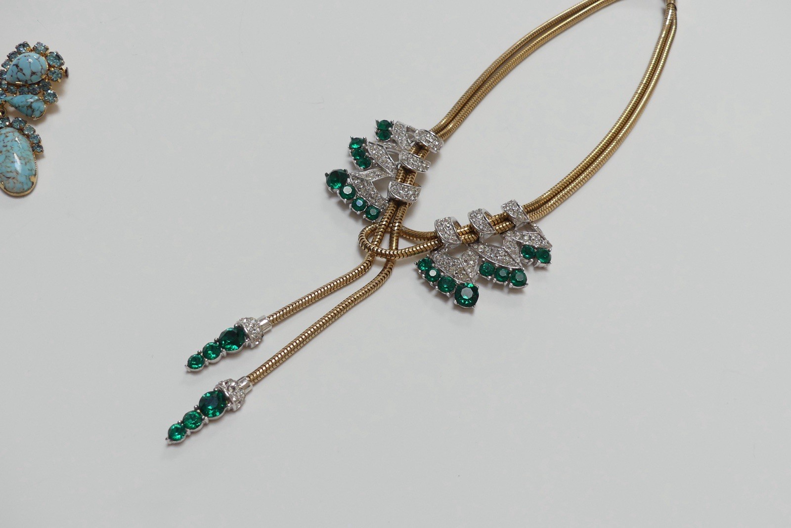 MARCEL BOUCHER Emerald Green Necklace 1940s HTF