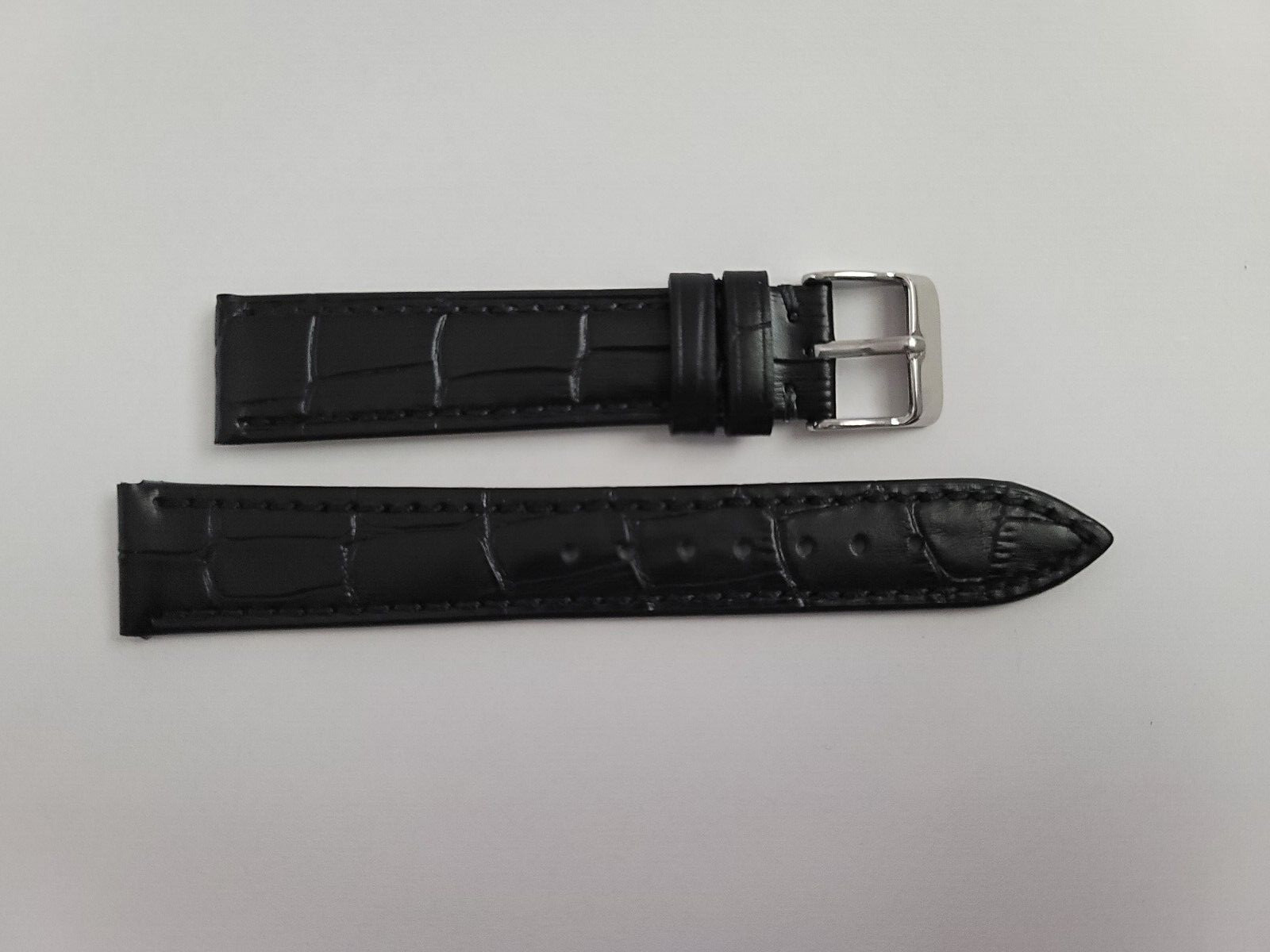 Omega 18mm Black Leather Strap with Silver Buckle For Constellation Seamaster