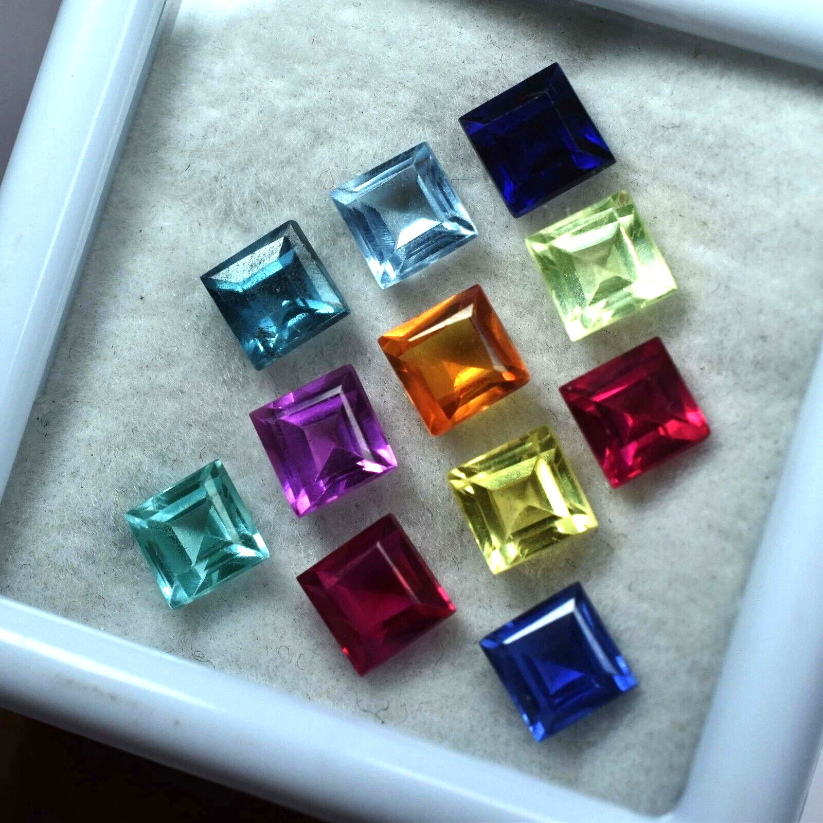 Natural 140 Ct Mix Color Ceylon Sapphire Square Cut 13-15 Pcs Gemstone Lot