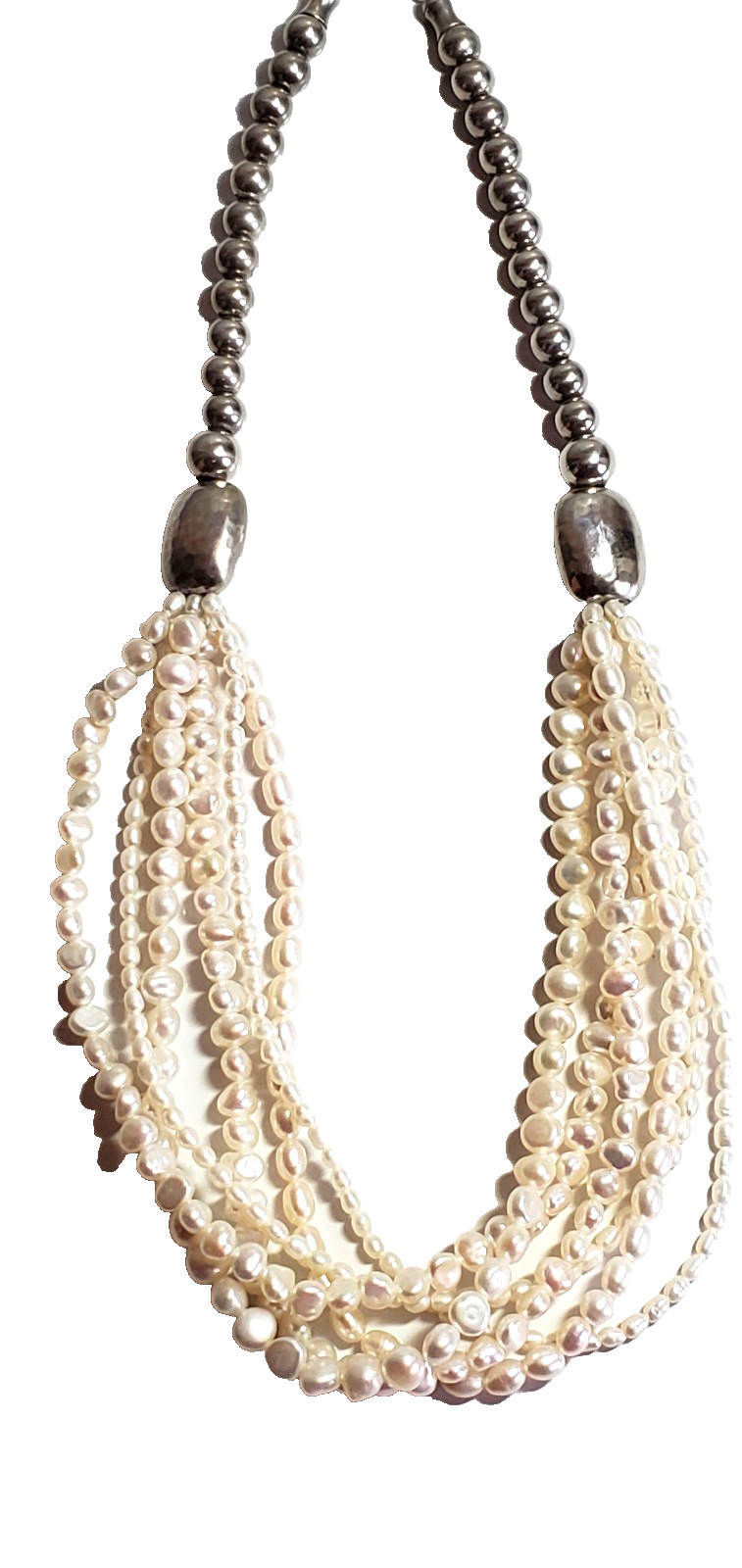 Silpada Necklace Freshwater Pearl Brushed Sterling Silver Beaded N1565 21 Inches