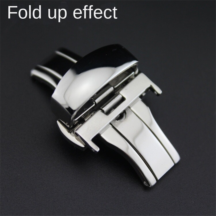 Butterfly Double Snap Clasp 10 12 14 16 18 20 22mm Stainless Steel Watch Buckle