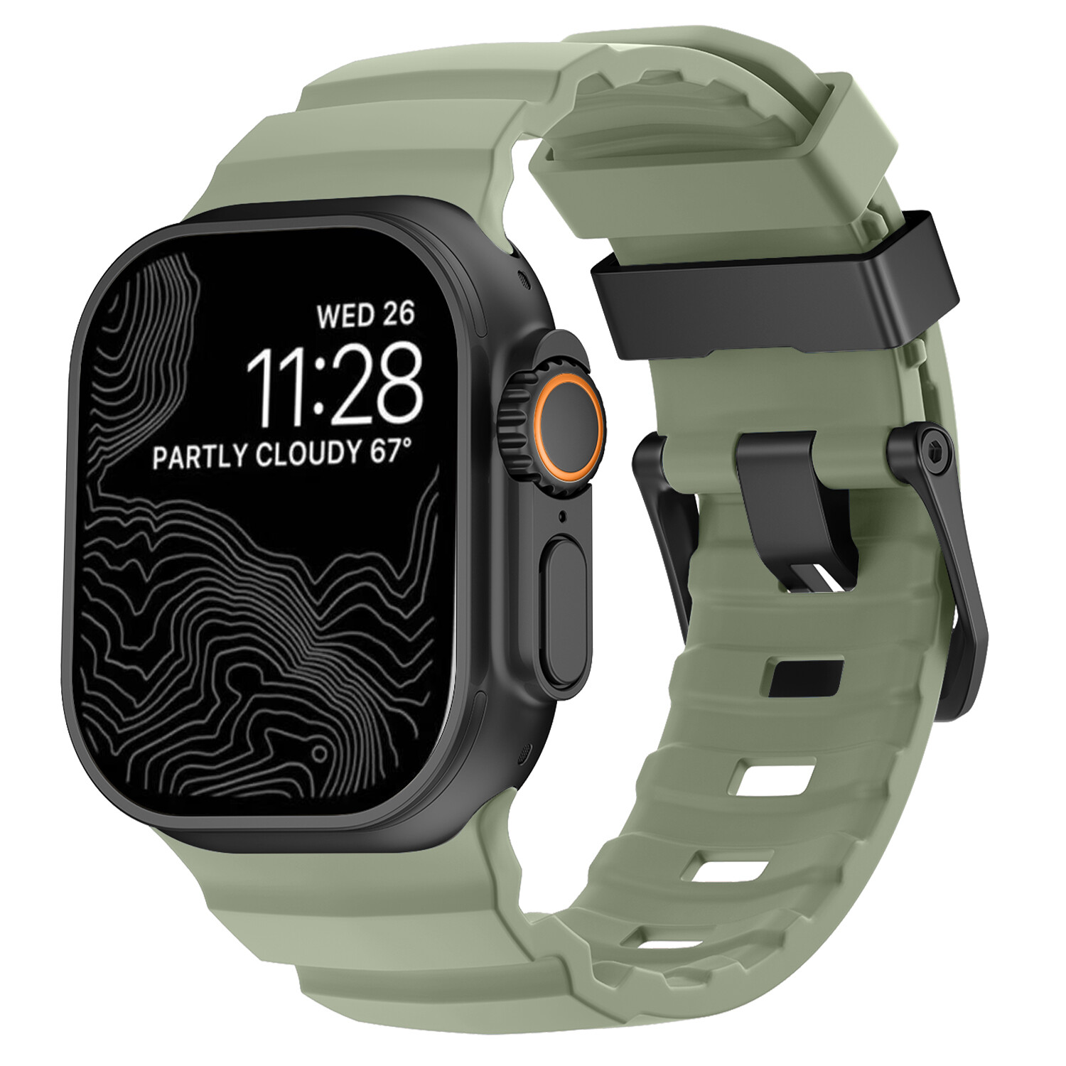 Durable Silicone Watch Band with Metal Clasp For iWatch Series Ultra 10 9 8 7 6