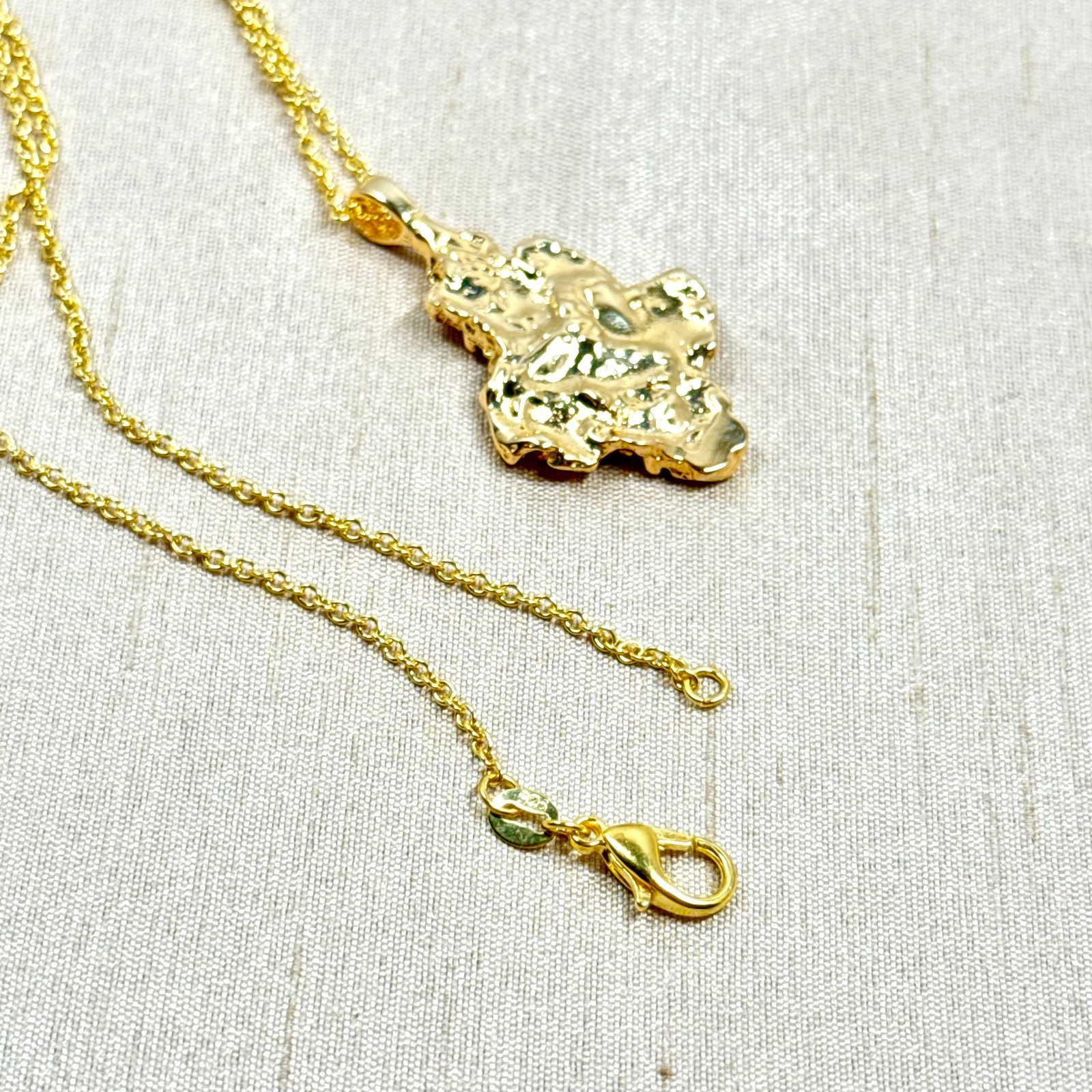 Gold Plated Nugget Pendant on Chain – Classic Bling Hip Hop Necklace – 18 in