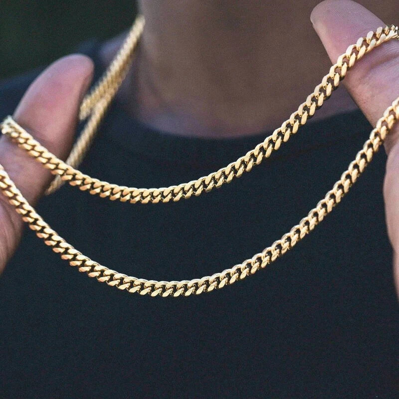 Cuban Chain Necklace for Men Women, Stainless Steel Necklace, Fashion Jewelry