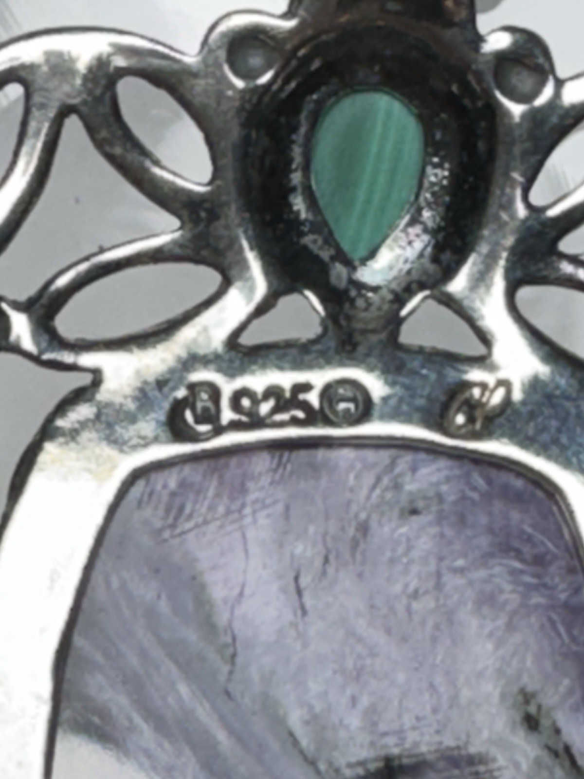 Carolyn Pollack 925 Sterling Charoite Malachite Large Pendant 24g Signed