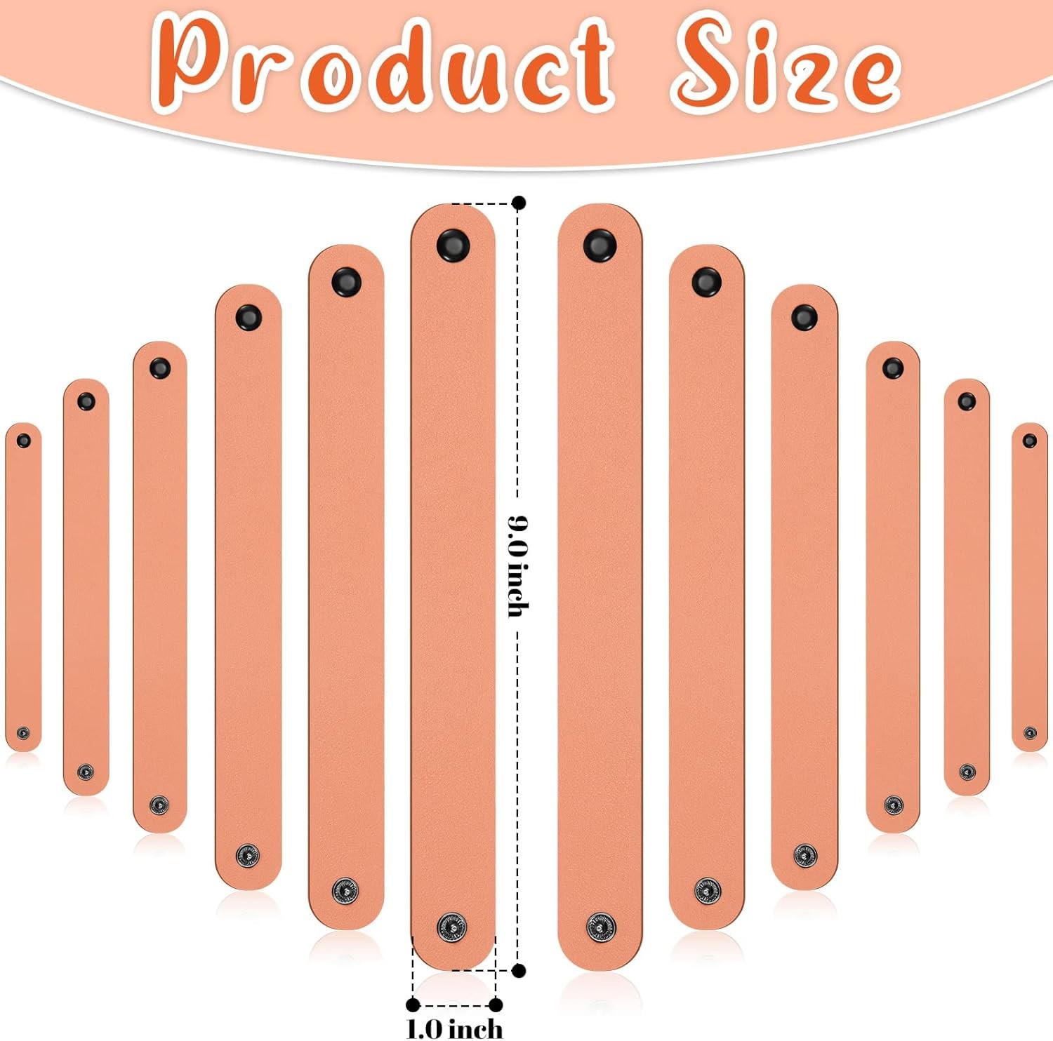 12 Pack Leather Bracelet Blank Leather Snap Bracelets Plain Craft Wristband 8.66