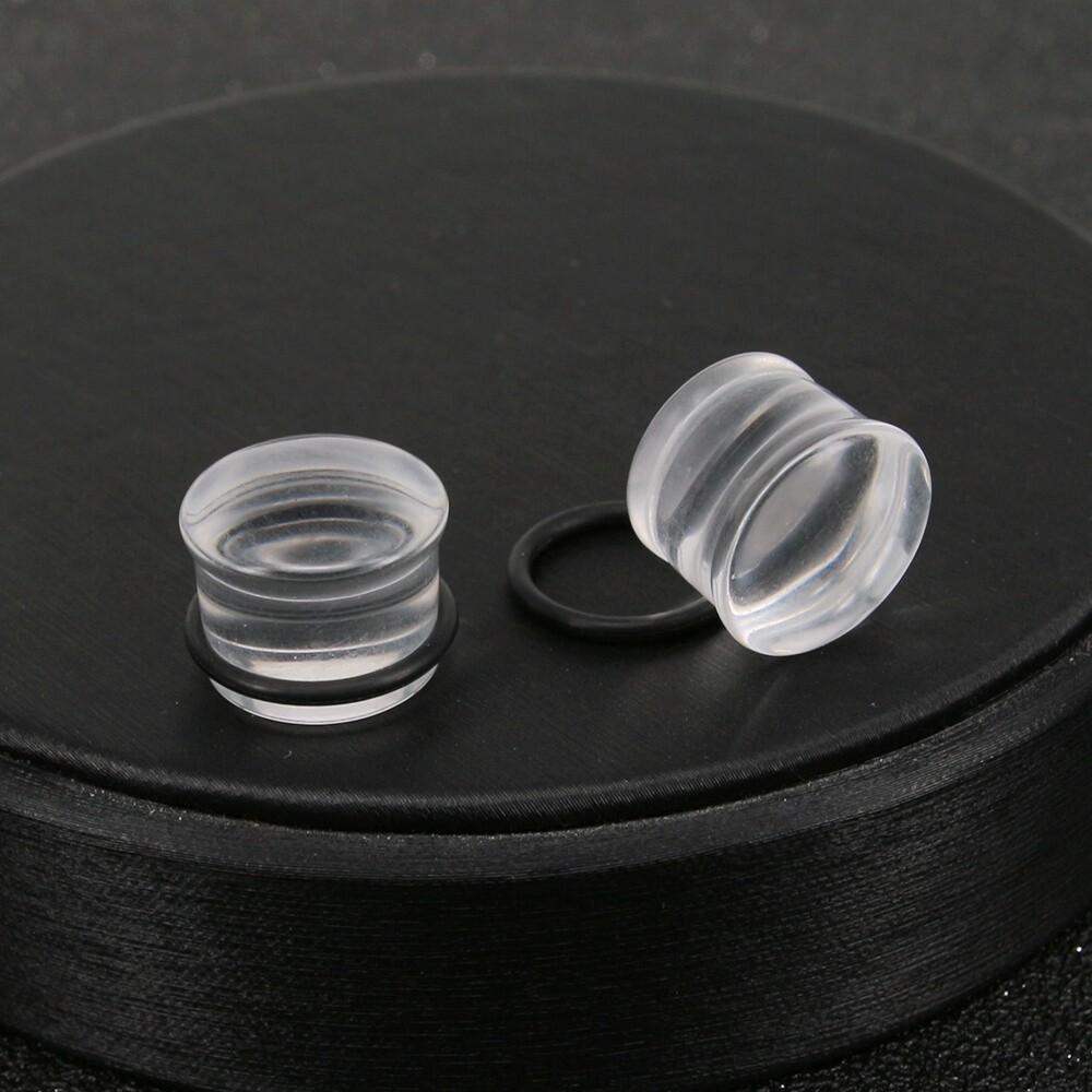 1 Pair Glass Ear Gauges Mushroom Single Flare Plug Ear Lobe Stretching Piercing
