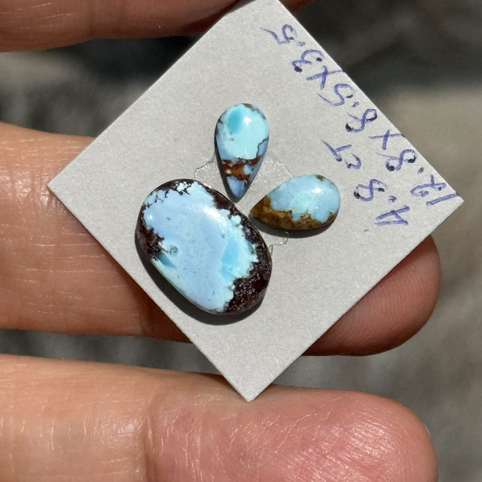 4.8ct 12.8-7.7mm 3pcs Lot Fine Golden Hill Lavender Turquoise Cabochon Gems