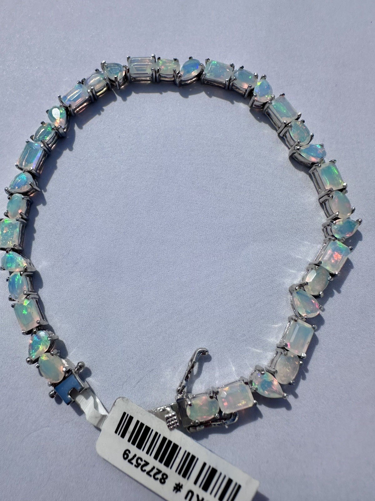 Stunning Genuine Opal Bracelet In Sterling Silver