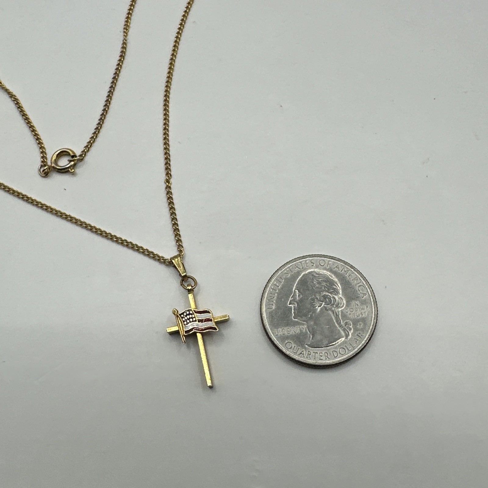 Patriot Cross American Flag Independence Day Religious Jewelry Pendant Necklace