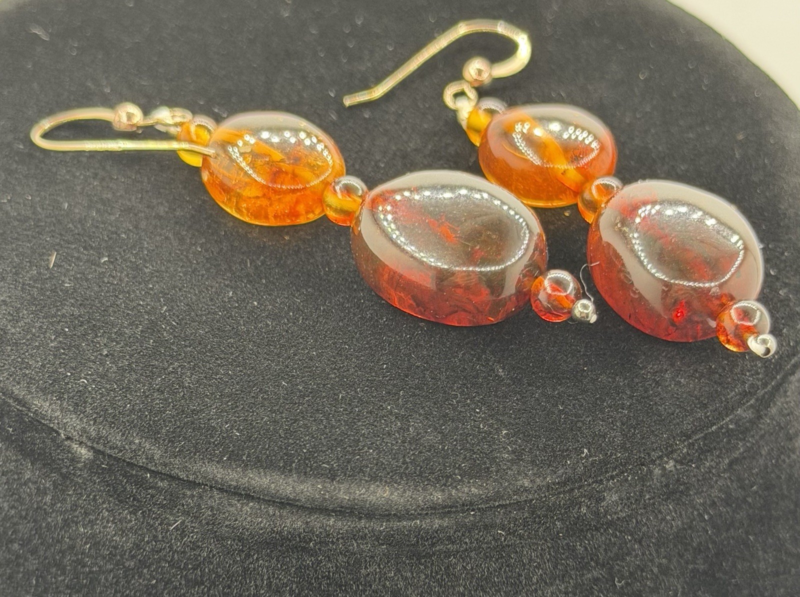 Jay King Amber/Sterling Demi Parure Earrings Necklace Bracelet 17-19” Necklace