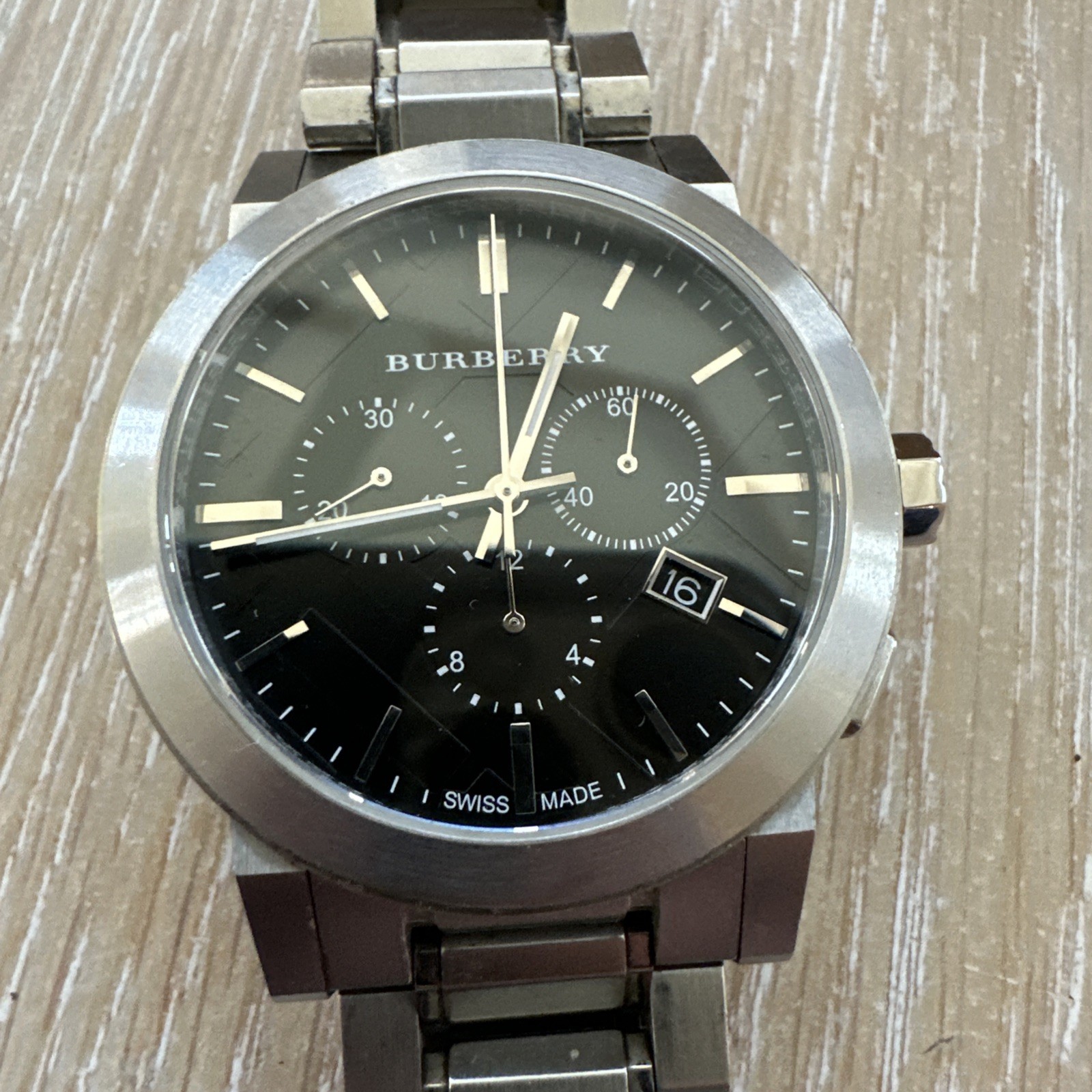 BURBERRY 42mm Black Dial Men’s Watch The City BU9351 Stainless Steel