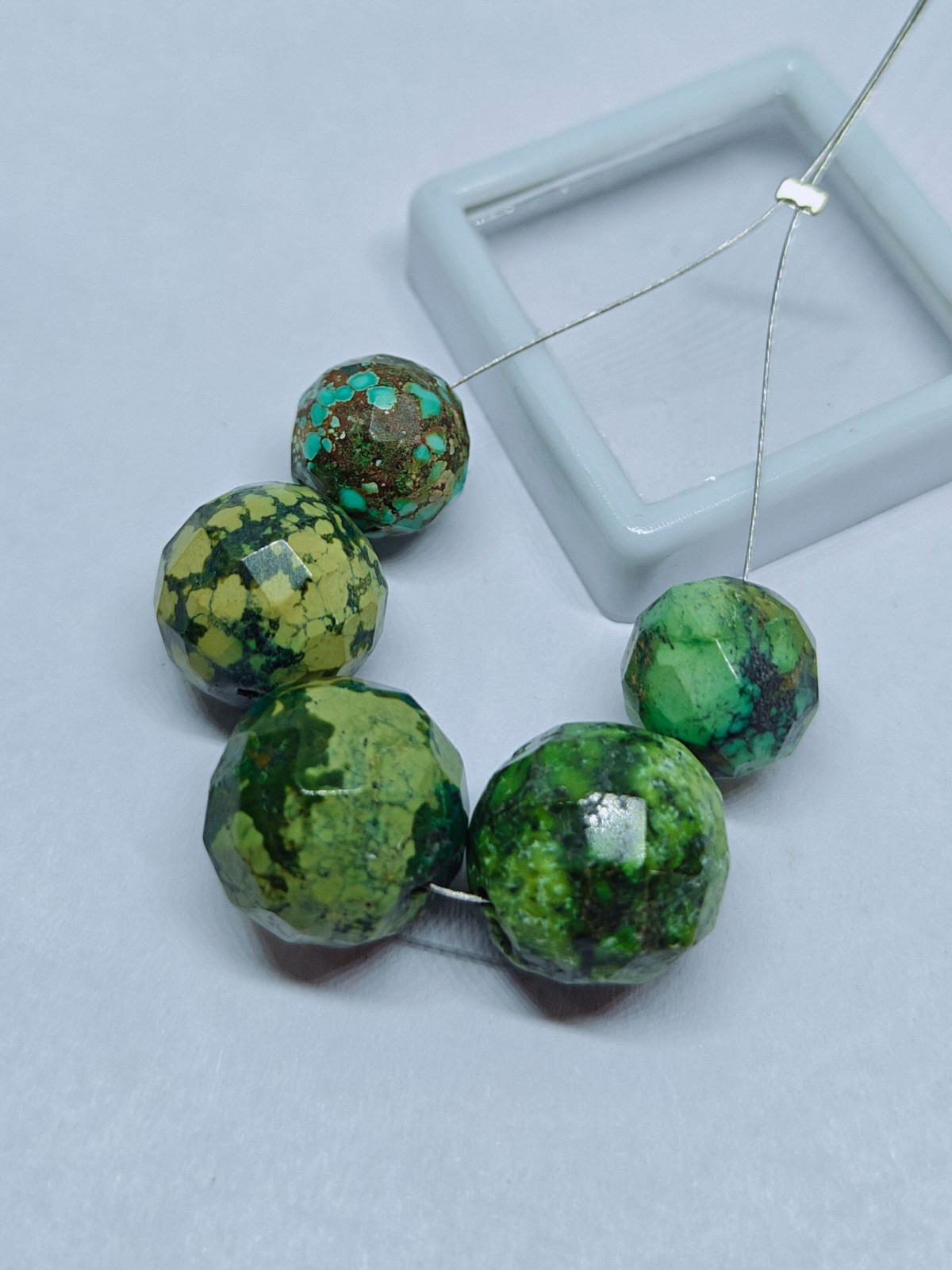 Natural Turquoise Faceted Round Beads Loose Hubie Green Gemstone For Jewelry 58C