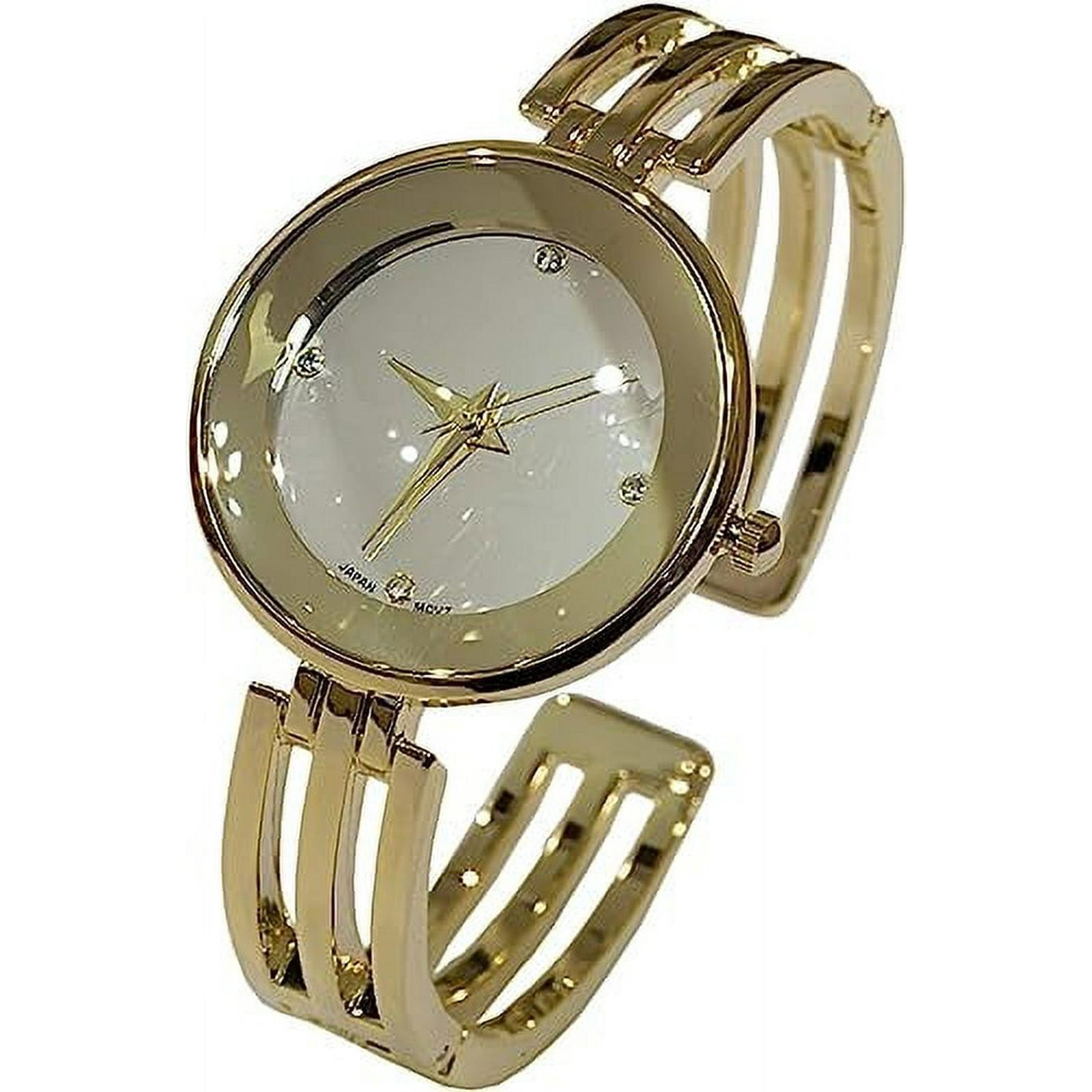 Blekon Women’s Japanese Movement Silver Face Cuff Bangle Watch Elegant & Stylish