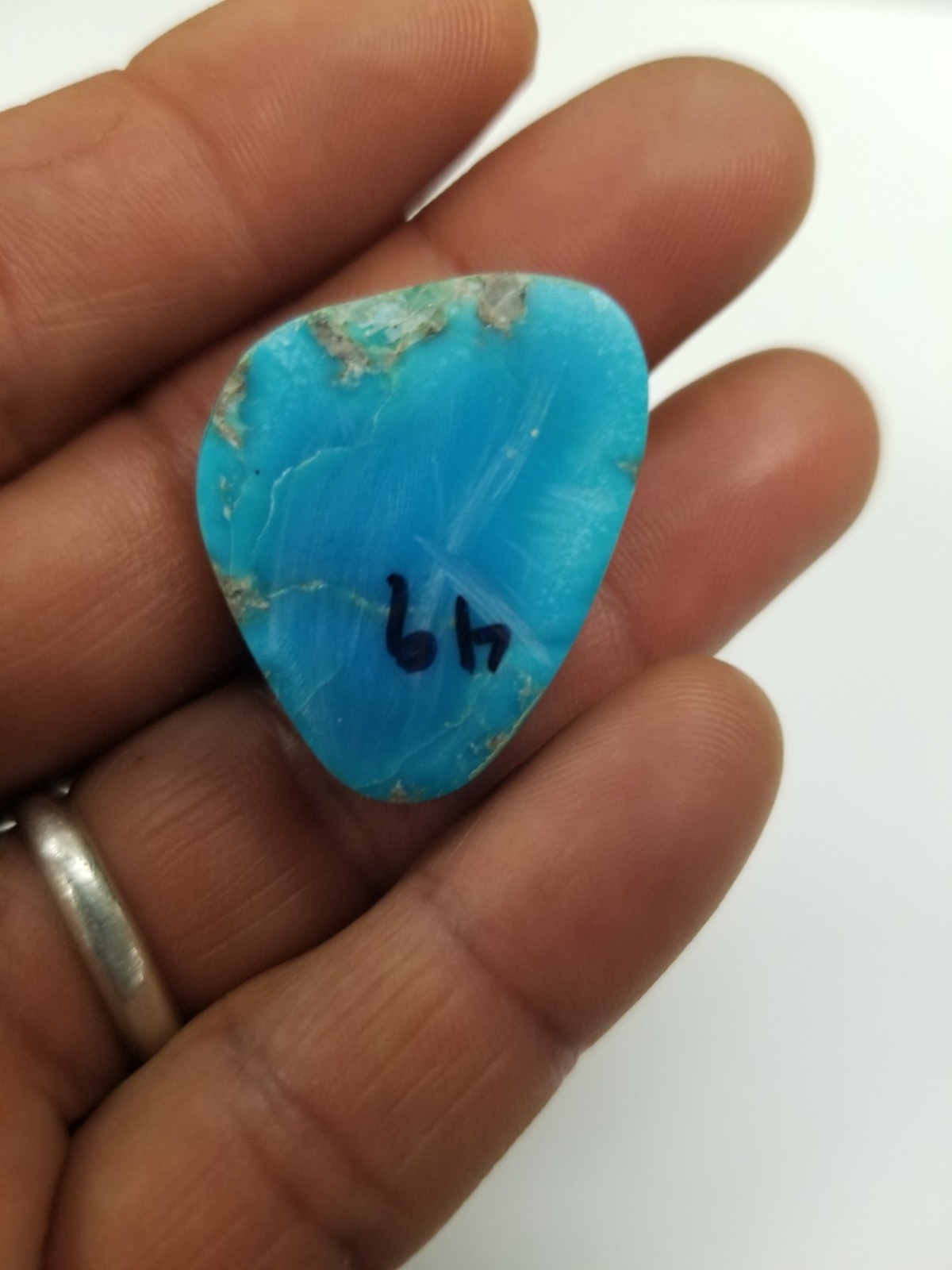 White And Blue Web Turquoise 49 ct. Cabochon Estate Find Old Stock